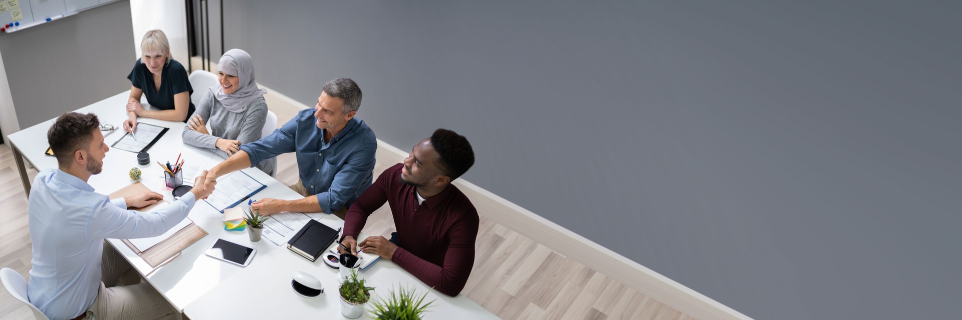 Businessman Shaking Hands At Interview